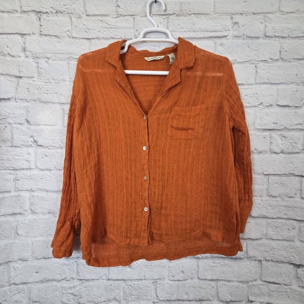 French Laundry 100% Linen Burnt Orange‎ Oversized Blouse Size Large
